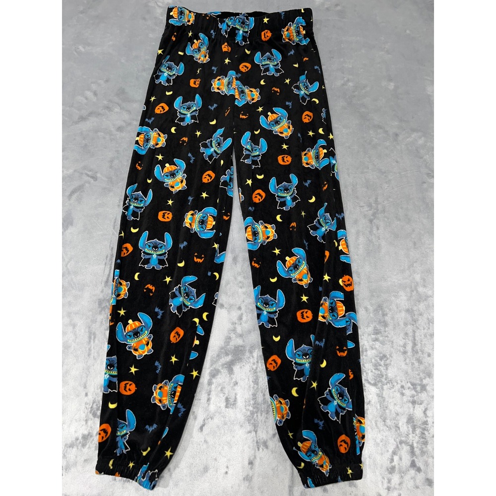 Disney Stitch Halloween Pajama Pants Black Fleece Joggers M